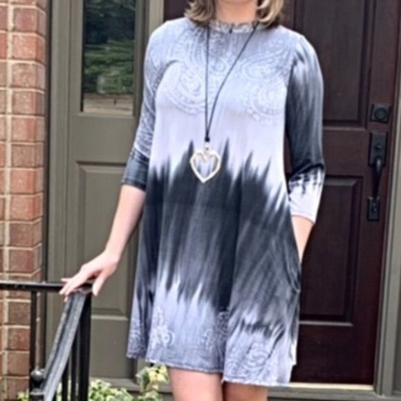 Boho Tie-Dye Babydoll Dress With Pockets NEW - Picture 2 of 11
